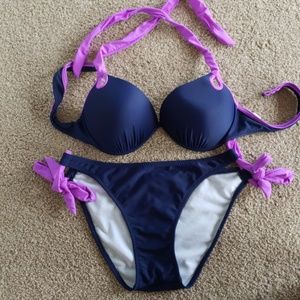 Blue and purple bikini